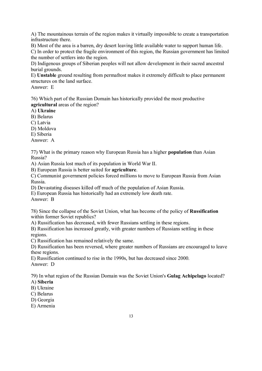 Geography Sample Exam Questions - Page 5