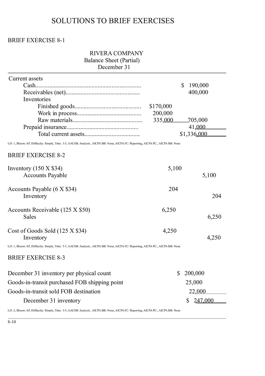 Ch. 8 Valuation of Inventories  A Cost - Basis Approach Solutions to Brief Exercises - Page 1