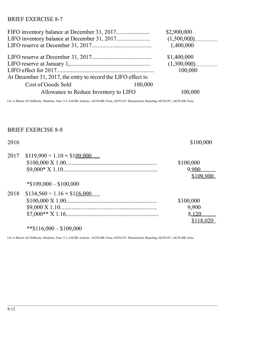 Ch. 8 Valuation of Inventories  A Cost - Basis Approach Solutions to Brief Exercises - Page 3
