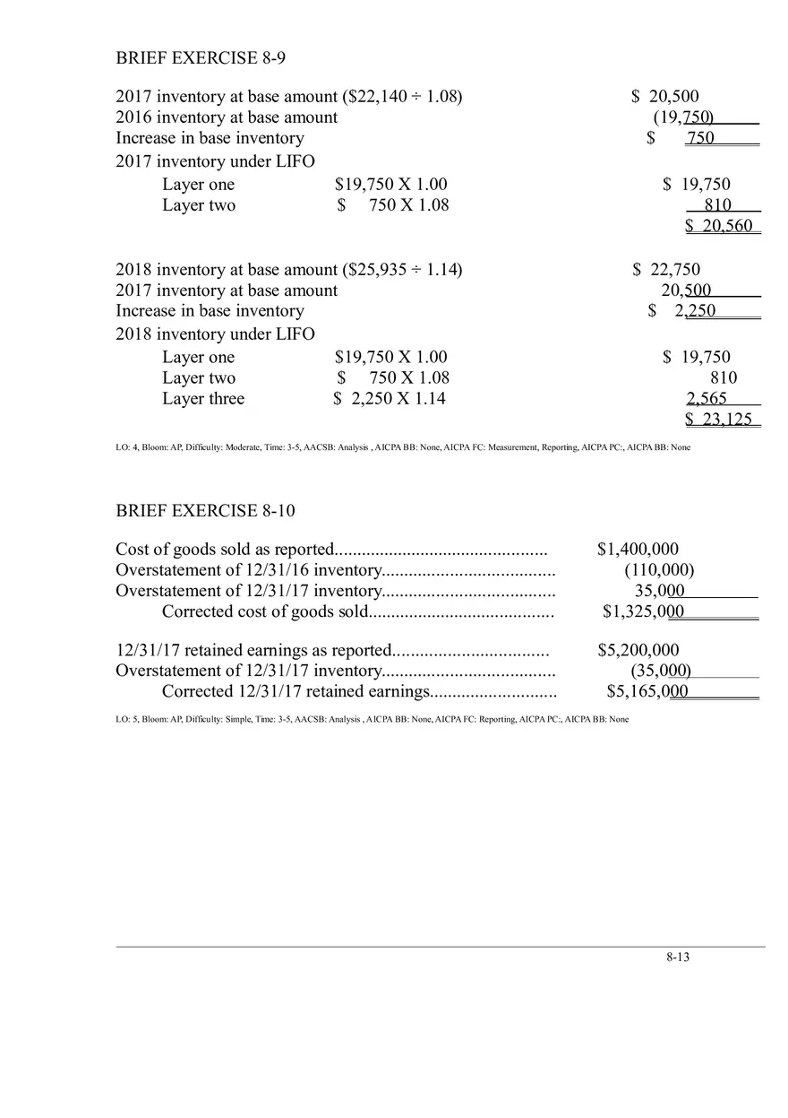Ch. 8 Valuation of Inventories  A Cost - Basis Approach Solutions to Brief Exercises - Page 4