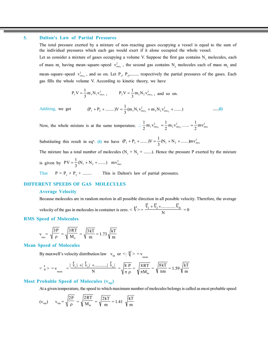 Kinetic Theory of Gases Notes - Page 4