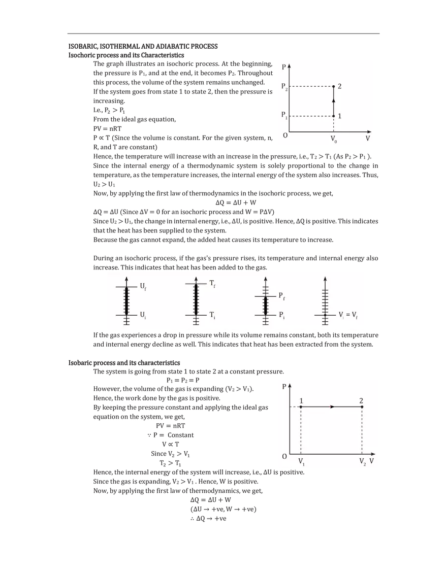 Isobaric, Isothermal and Adiabatic Processes - Page 1