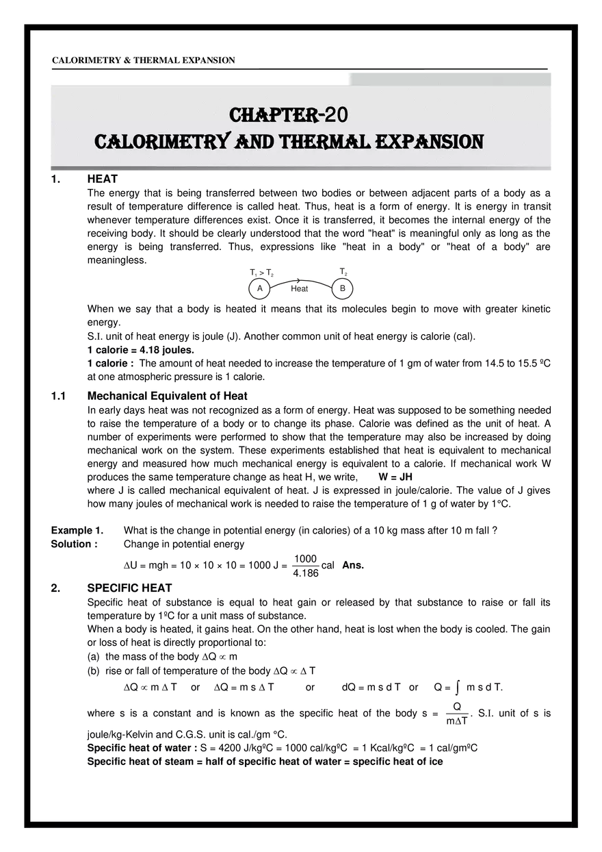 Chapter 20 Calorimetry and Thermal Expansion - Page 1