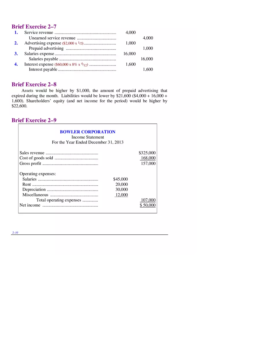 Chapter 2 Review of the Accounting Process Brief Exercises - Page 4