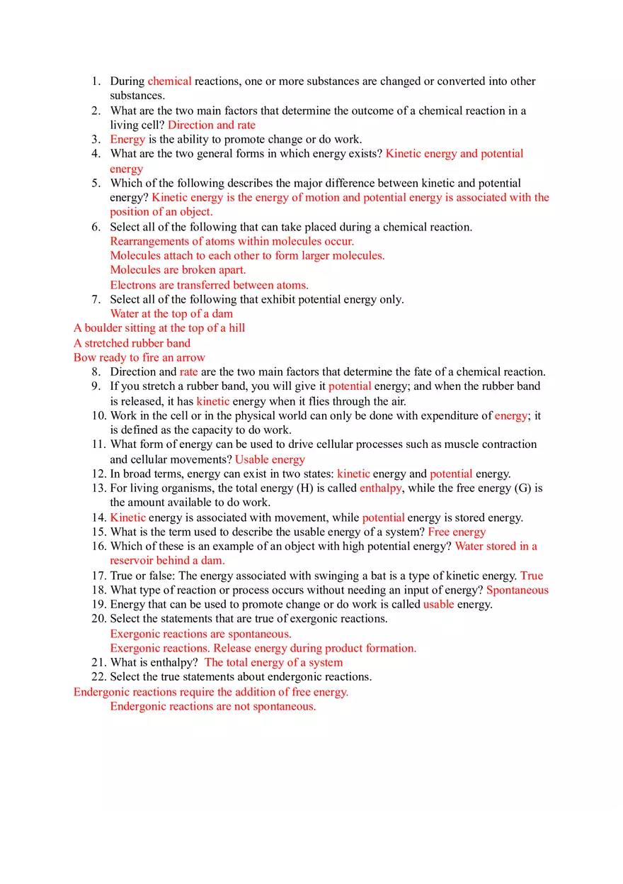 Select the True Statements About Endergonic Reactions - Page 1