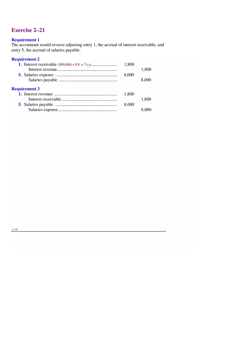 Chapter 2 Review of the Accounting Process Exercises 2–21 - Page 1