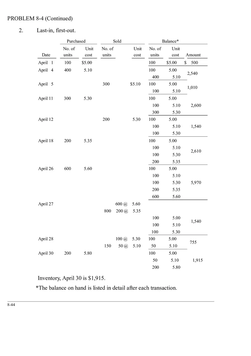 Ch. 8 Valuation of Inventories  A Cost - Basis Approach Solutions Problem 8-4 - Page 3