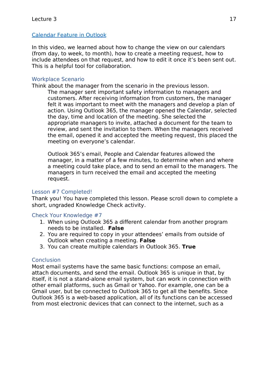 Lecture 3 - Microsoft Outlook - Page 9