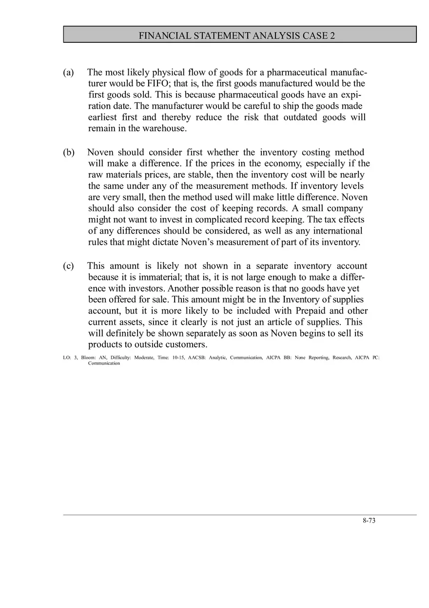 Ch. 8 Valuation of Inventories  A Cost - Basis Approach Financial Statement Analysis Case 2 - Page 1