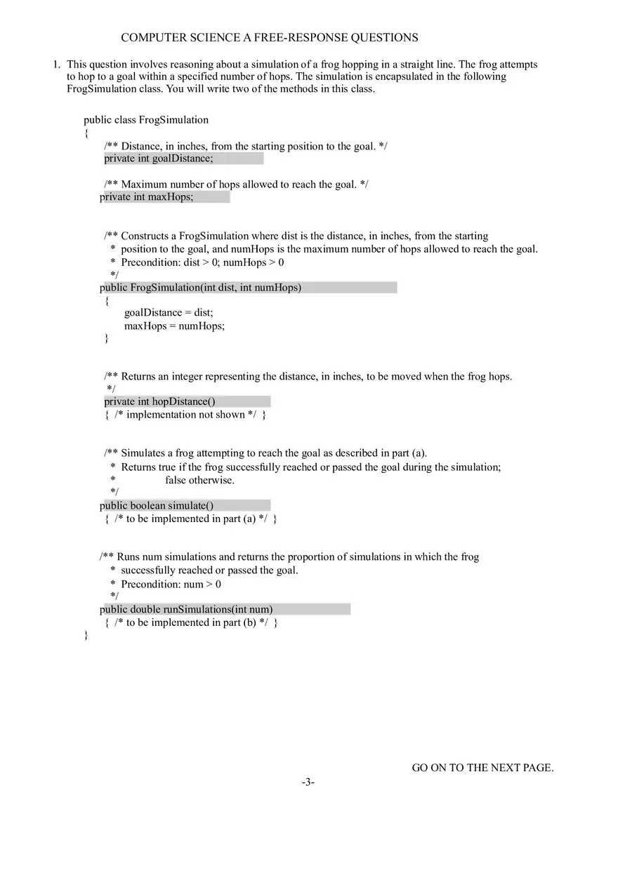 Computer Science a Free-Response Questions - Page 1