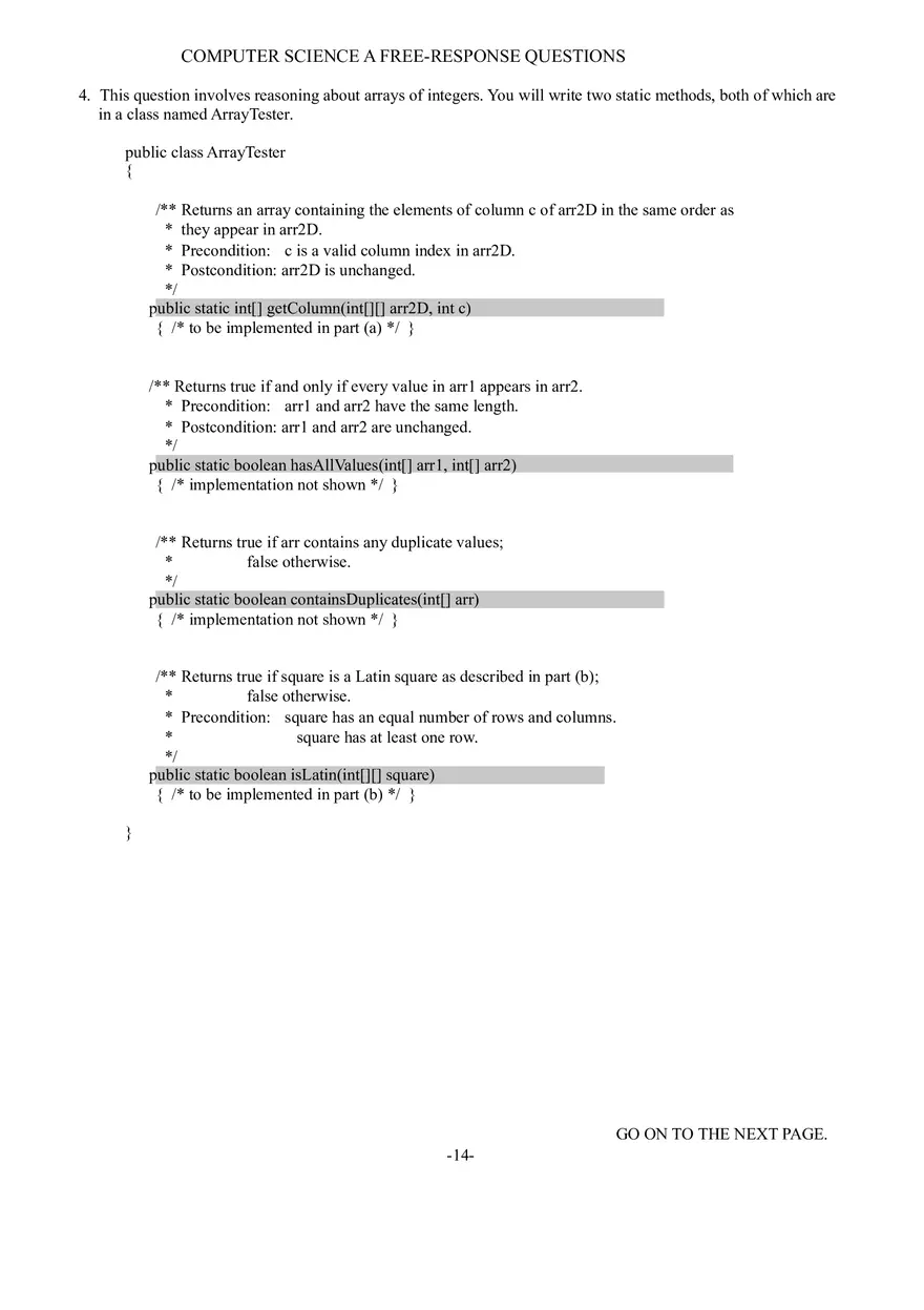 Computer Science a Free-Response Questions - Page 4