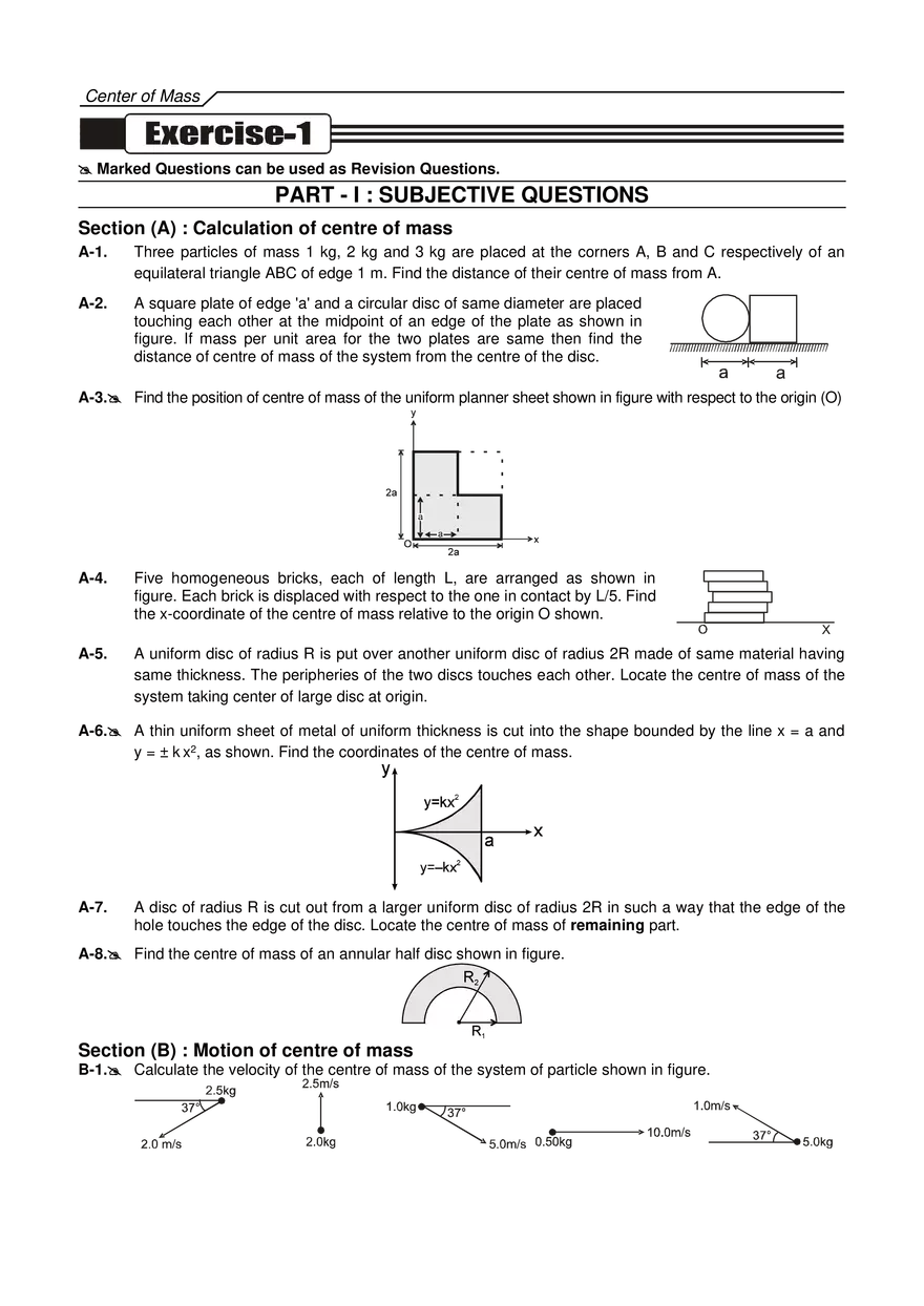 Center of Mass Exercises - Page 1