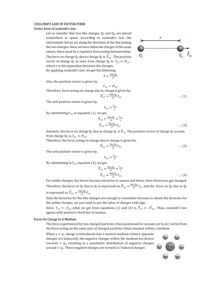 Coulomb's Law in Vector Form - Page 1