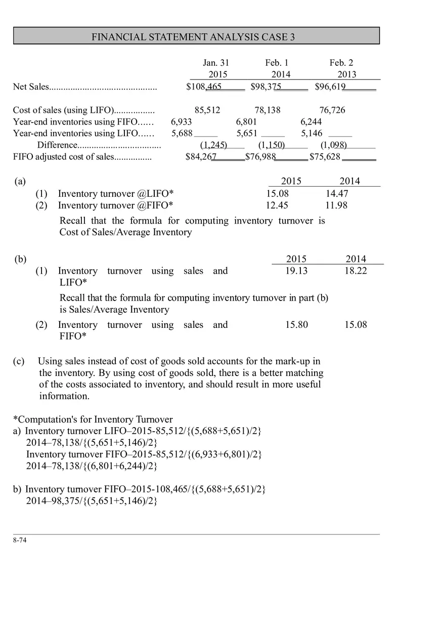 Ch. 8 Valuation of Inventories  A Cost - Basis Approach Financial Statement Analysis Case 3 - Page 1