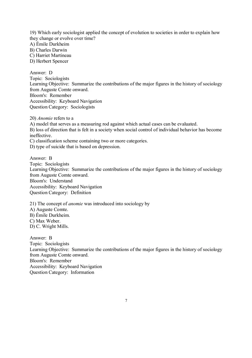 Chapter 01 Understanding Sociology Answers 1 - Page 7