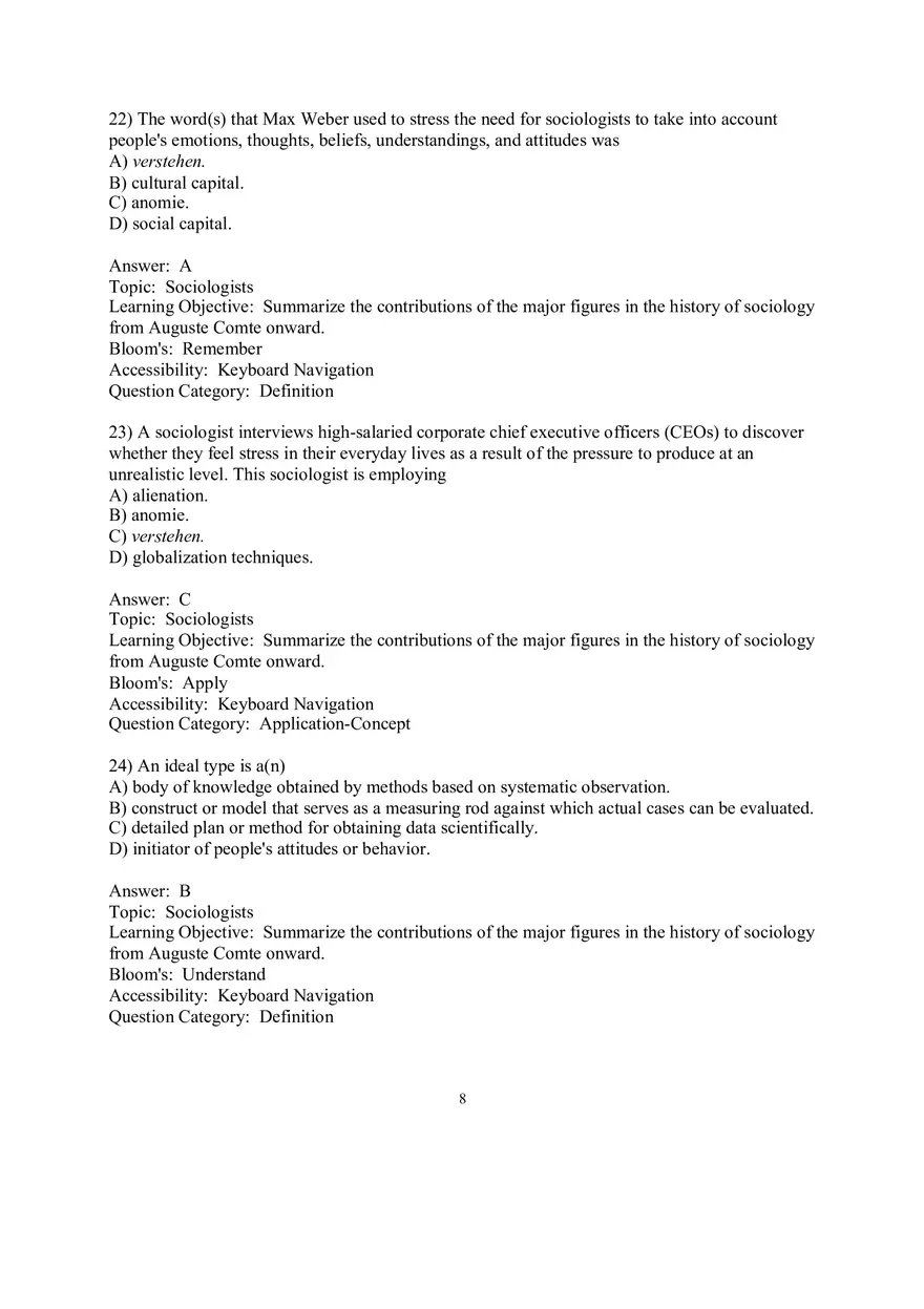 Chapter 01 Understanding Sociology Answers 1 - Page 8