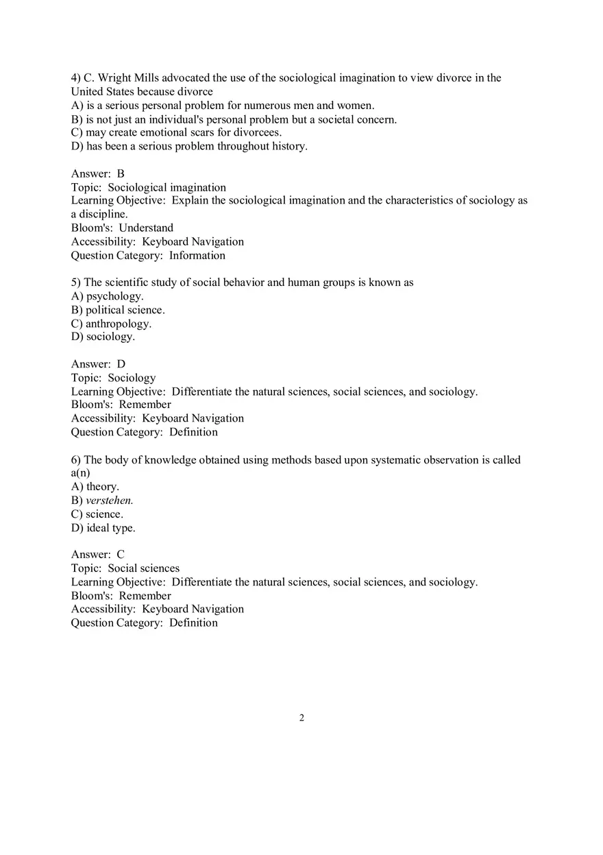 Chapter 01 Understanding Sociology Answers 1 - Page 2