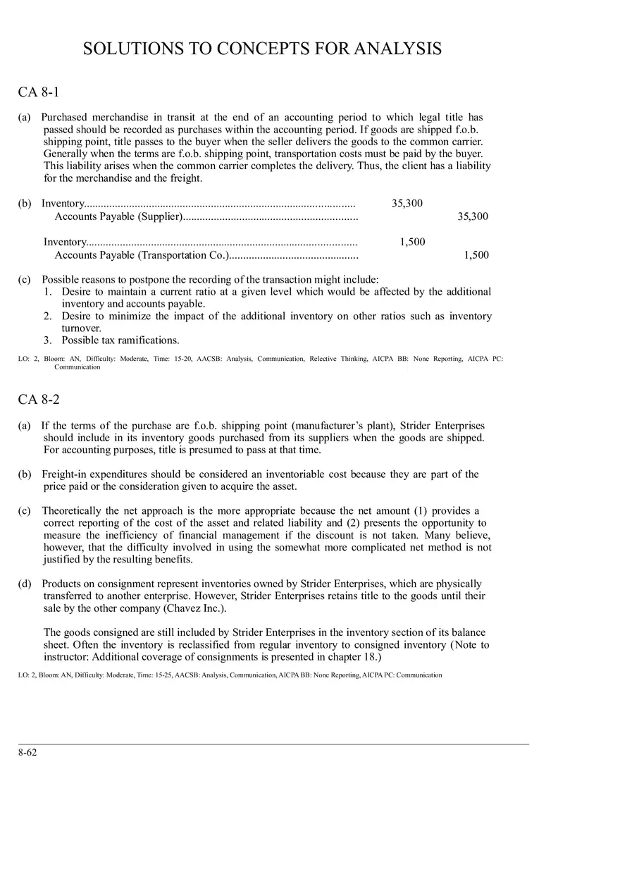 Ch. 8 Valuation of Inventories  A Cost - Basis Approach Solutions to Concepts for Analysis - Page 1
