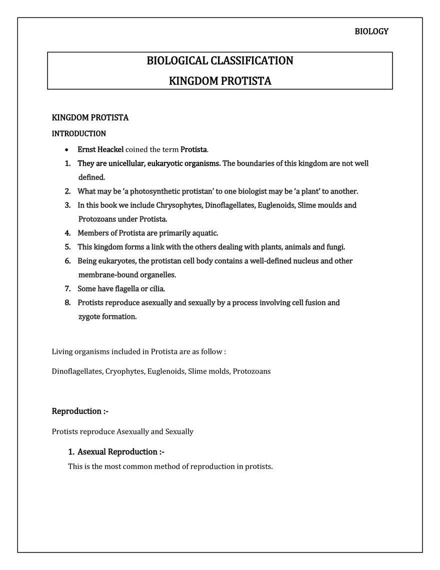 Kingdom Protista - Page 1