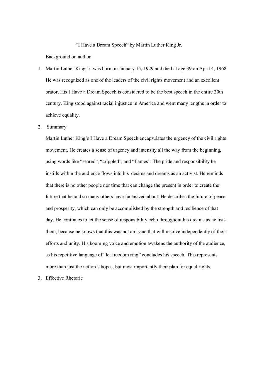 “I Have a Dream Speech” by Martin Luther King Jr - Page 1
