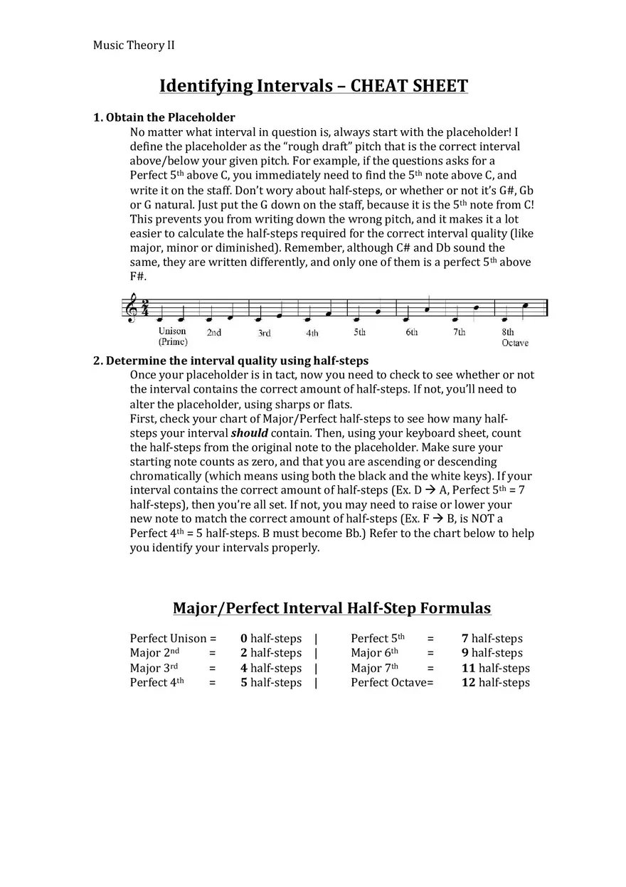 Identifying Intervals – Cheat Sheet - Page 1