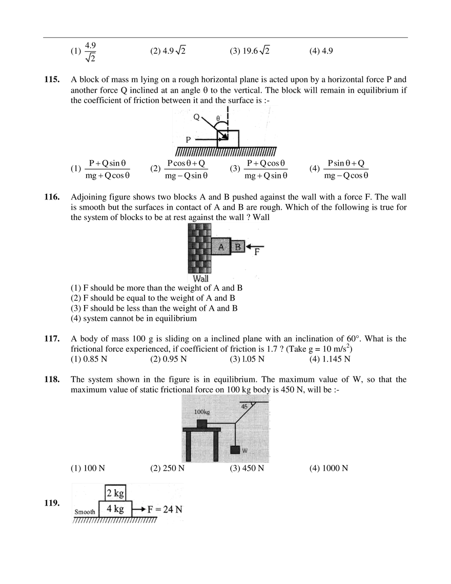 Basic Question Relaed to Concept of Force and Newton’s Laws of Motin - Page 9