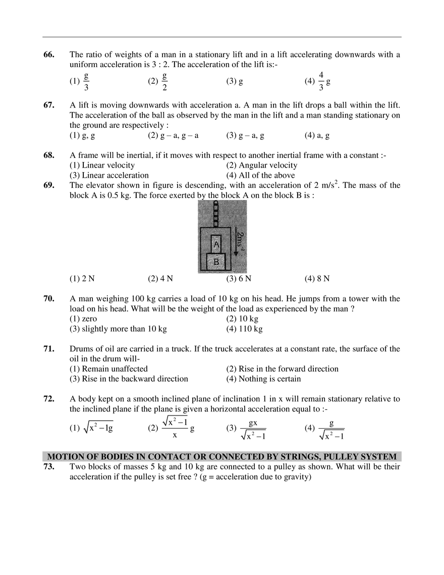 Basic Question Relaed to Concept of Force and Newton’s Laws of Motin - Page 18