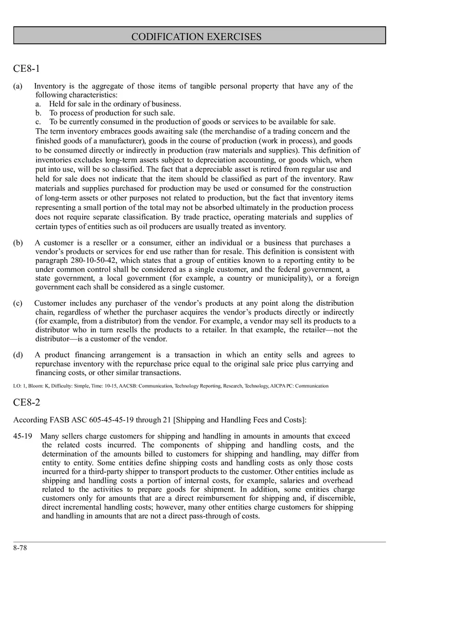 Ch. 8 Valuation of Inventories  A Cost - Basis Approach Codification Exercises - Page 1