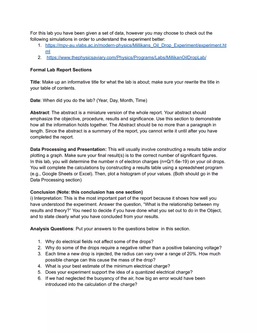 Millken's Oil Drop Experiment - Page 3