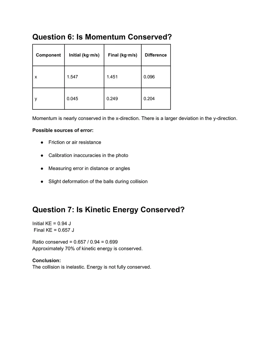 2-D Collision Lab Report - Page 5