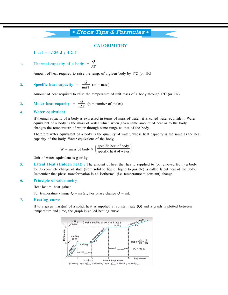 Etoos Tips and Formulas Calorimetry - Page 1