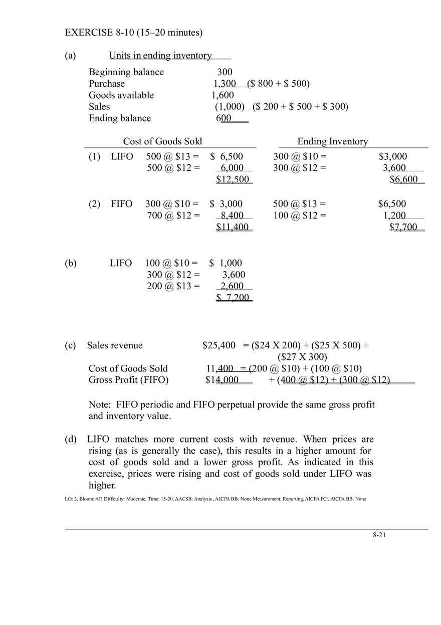 Ch. 8 Valuation of Inventories  A Cost - Basis Approach Solutions to Exercises - Page 19