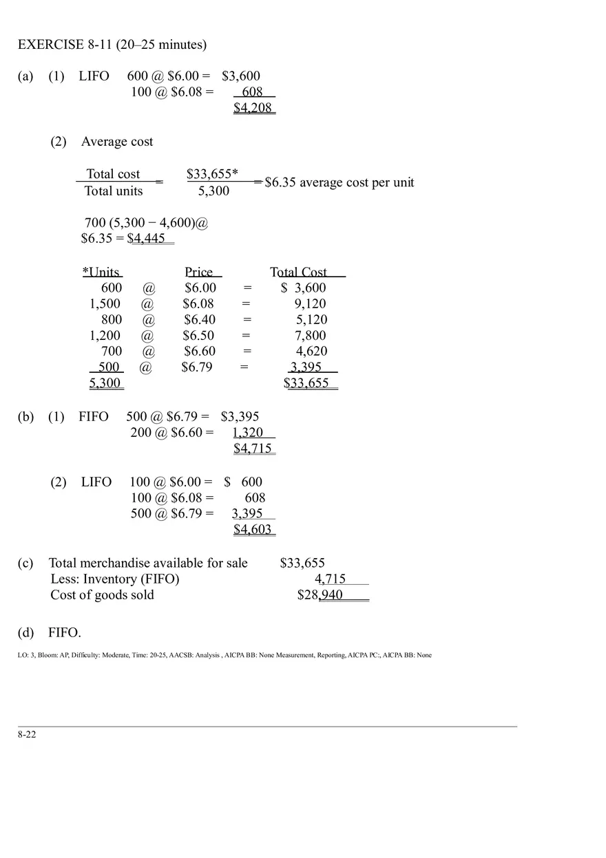 Ch. 8 Valuation of Inventories  A Cost - Basis Approach Solutions to Exercises - Page 20