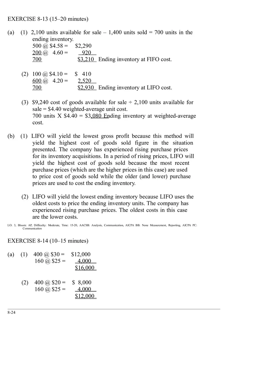 Ch. 8 Valuation of Inventories  A Cost - Basis Approach Solutions to Exercises - Page 3
