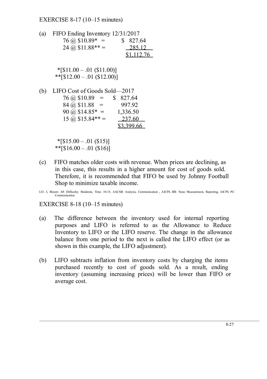 Ch. 8 Valuation of Inventories  A Cost - Basis Approach Solutions to Exercises - Page 6