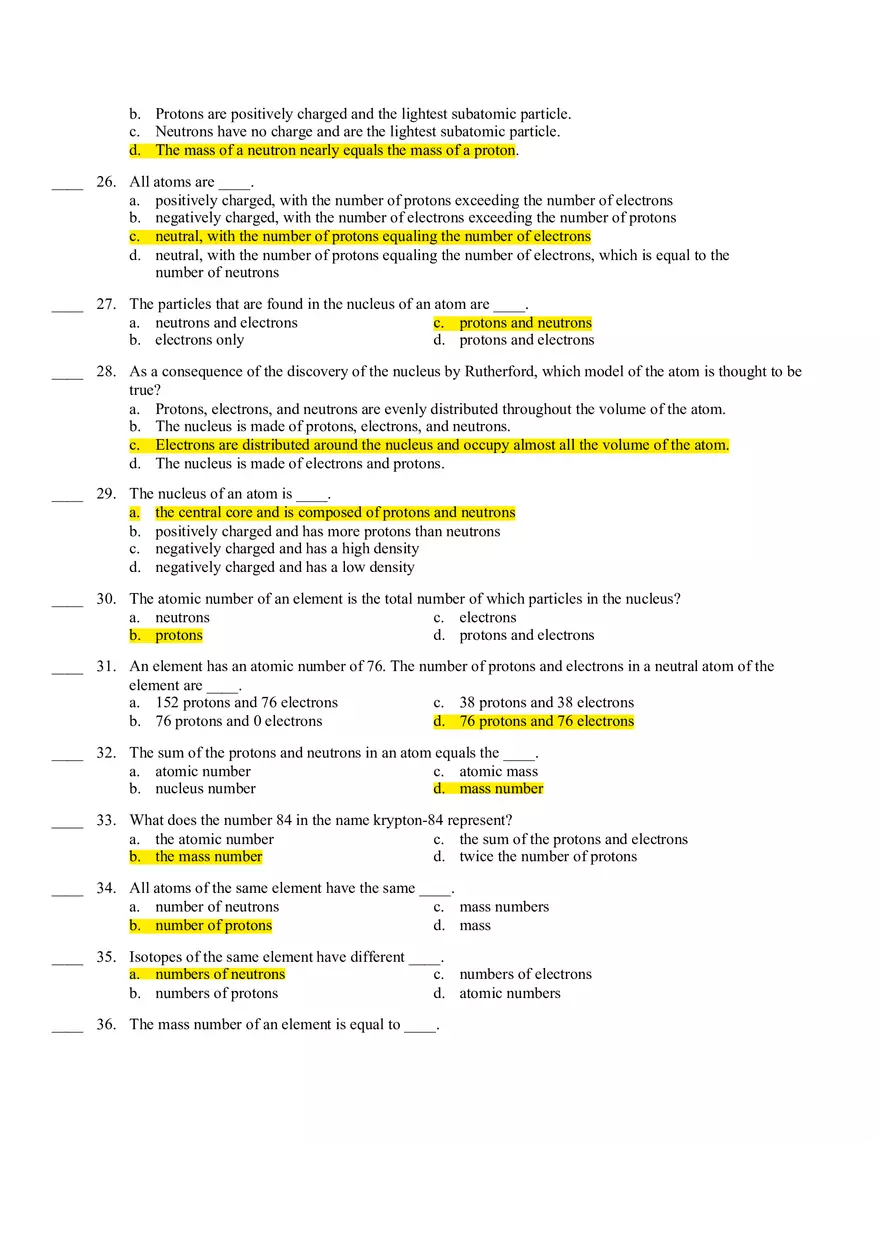 Chemistry Final Exam Review Key - Page 8