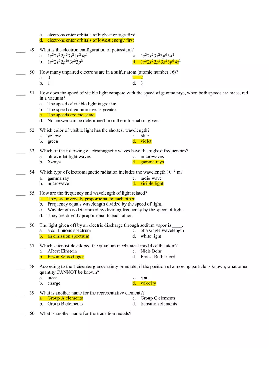 Chemistry Final Exam Review Key - Page 10