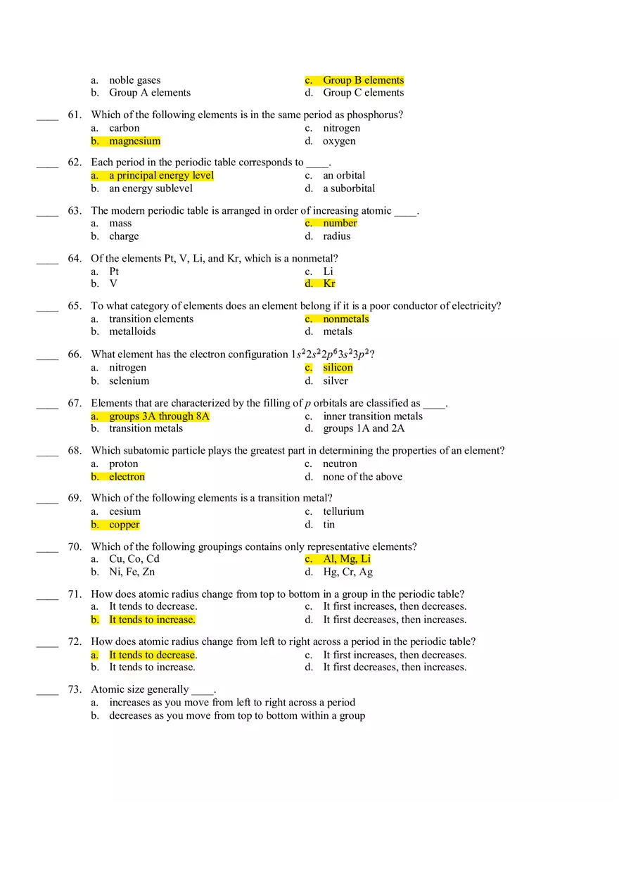 Chemistry Final Exam Review Key - Page 11