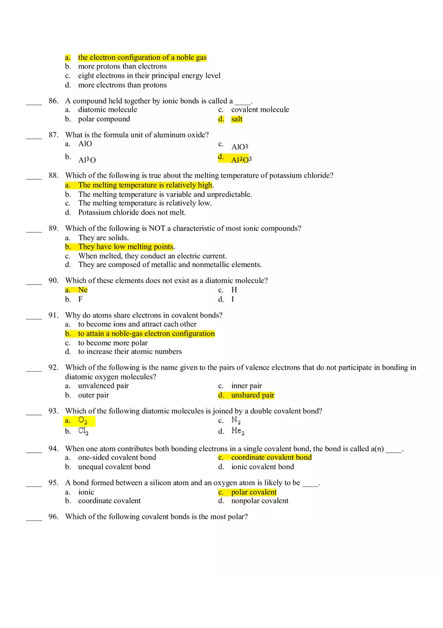 Chemistry Final Exam Review Key - Page 13