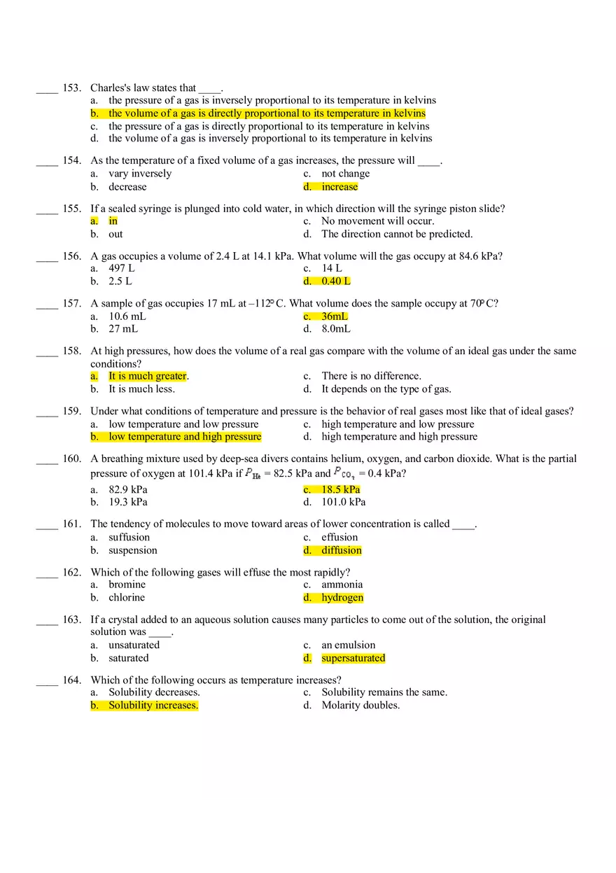 Chemistry Final Exam Review Key - Page 6