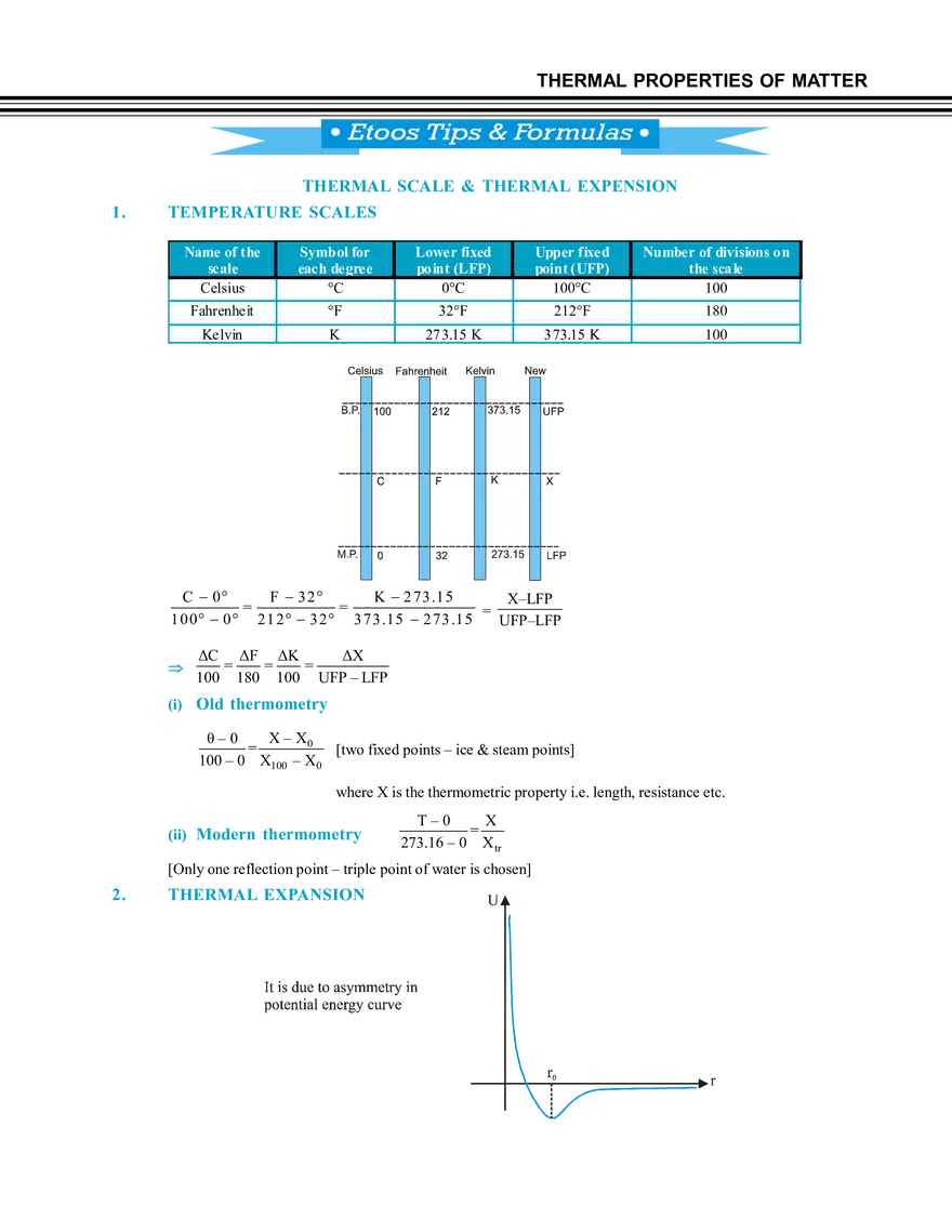 Etoos Tips and Formulas Thermal Scale & Thermal Expension - Page 1