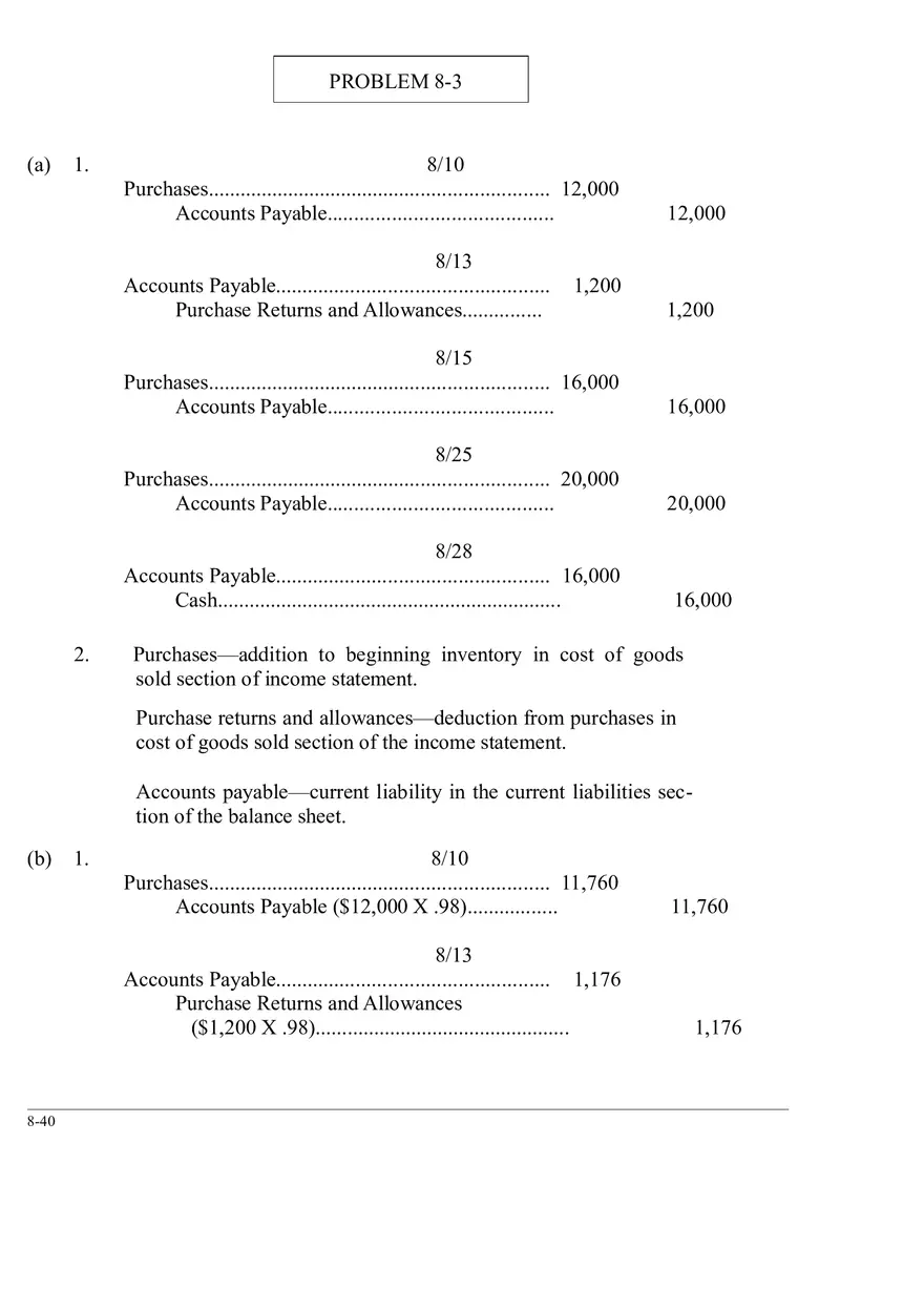 Ch. 8 Valuation of Inventories  A Cost - Basis Approach Solutions Problem 8-3 - Page 1
