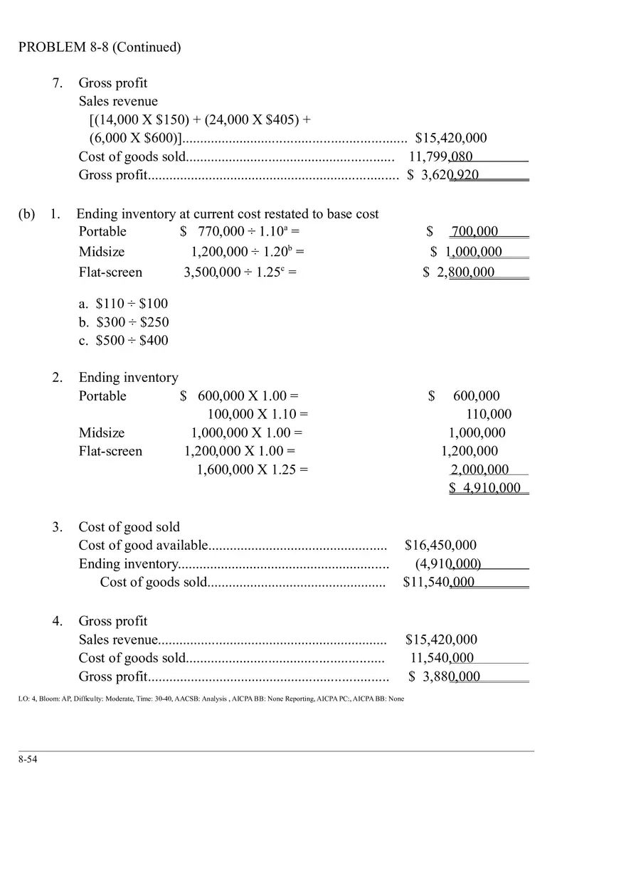 Ch. 8 Valuation of Inventories  A Cost - Basis Approach Solutions Problem 8-8 - Page 2