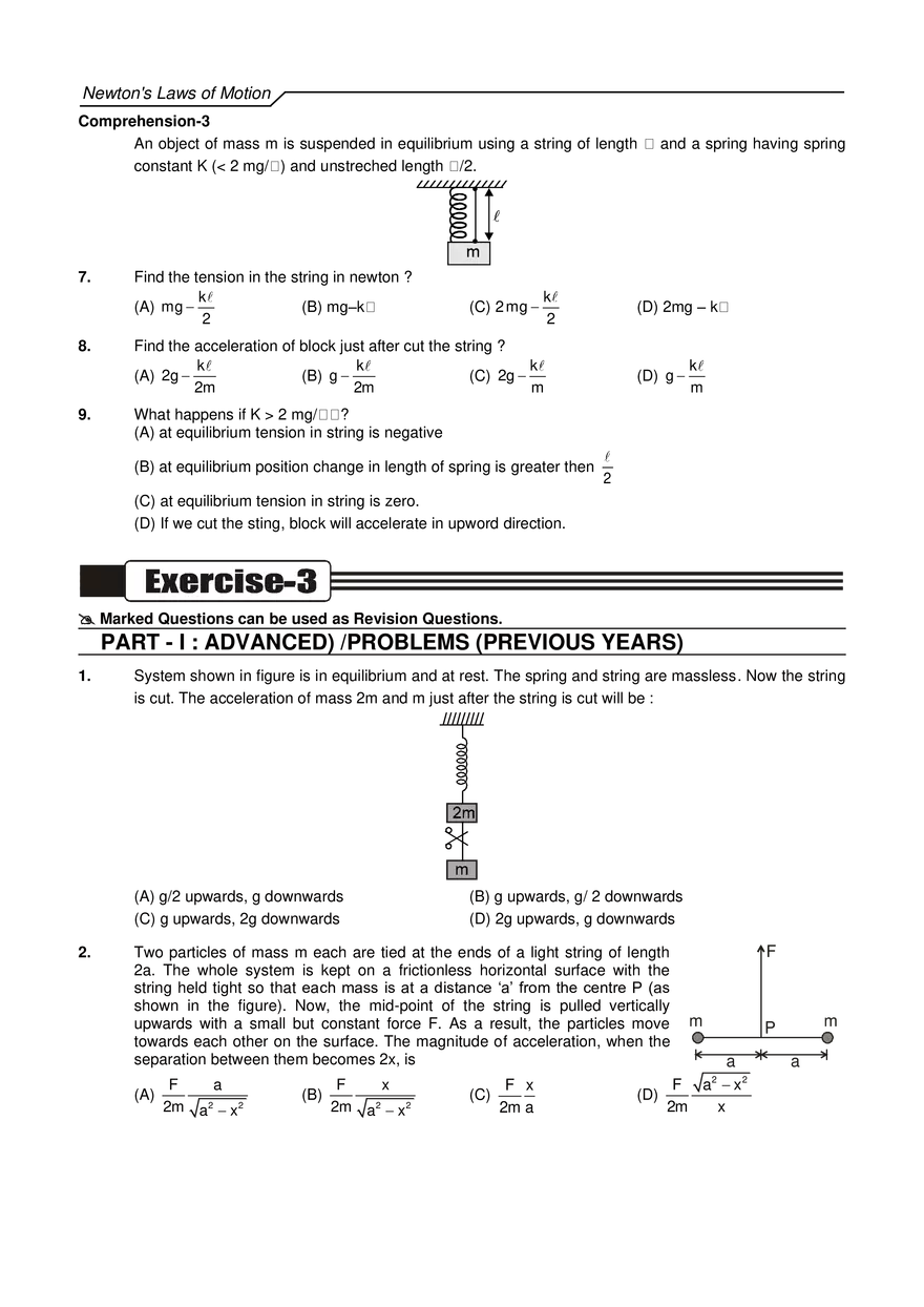 Newton's Laws of Motion Exercises - Page 21