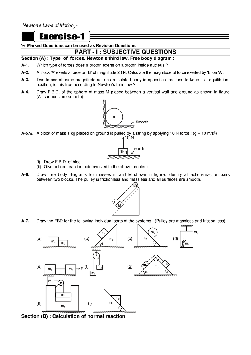 Newton's Laws of Motion Exercises - Page 1
