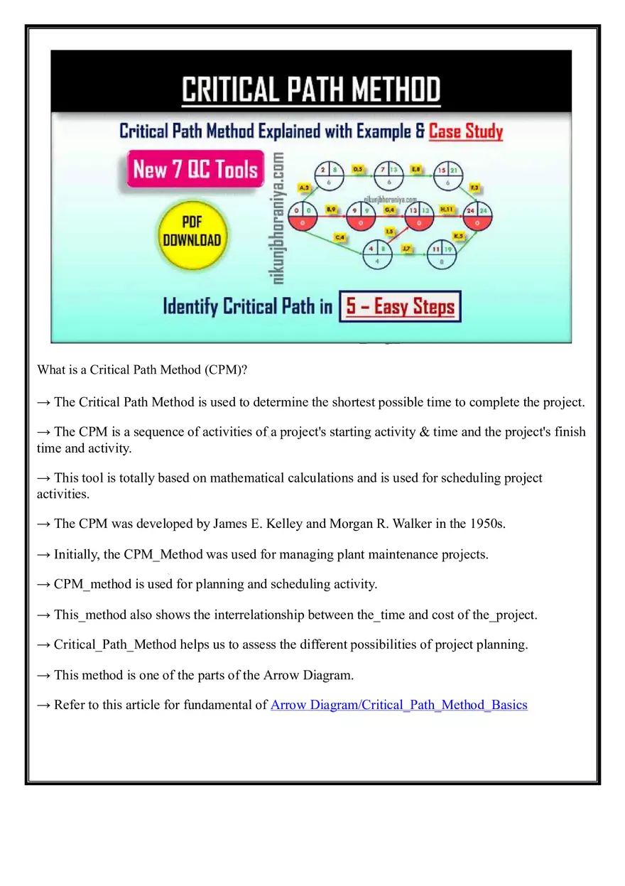 Critical Path Method with Example - Page 1