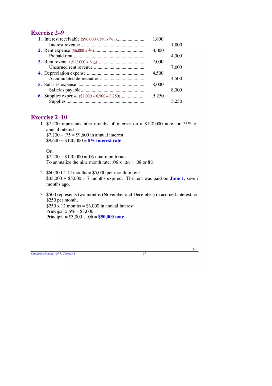 Chapter 2 Review of the Accounting Process Exercises 2–9, 2–10 - Page 1