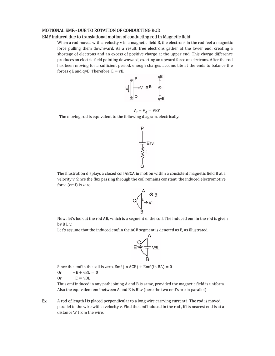 Motional EMF:- Due to Rotation of Conducting Rod E - Page 1