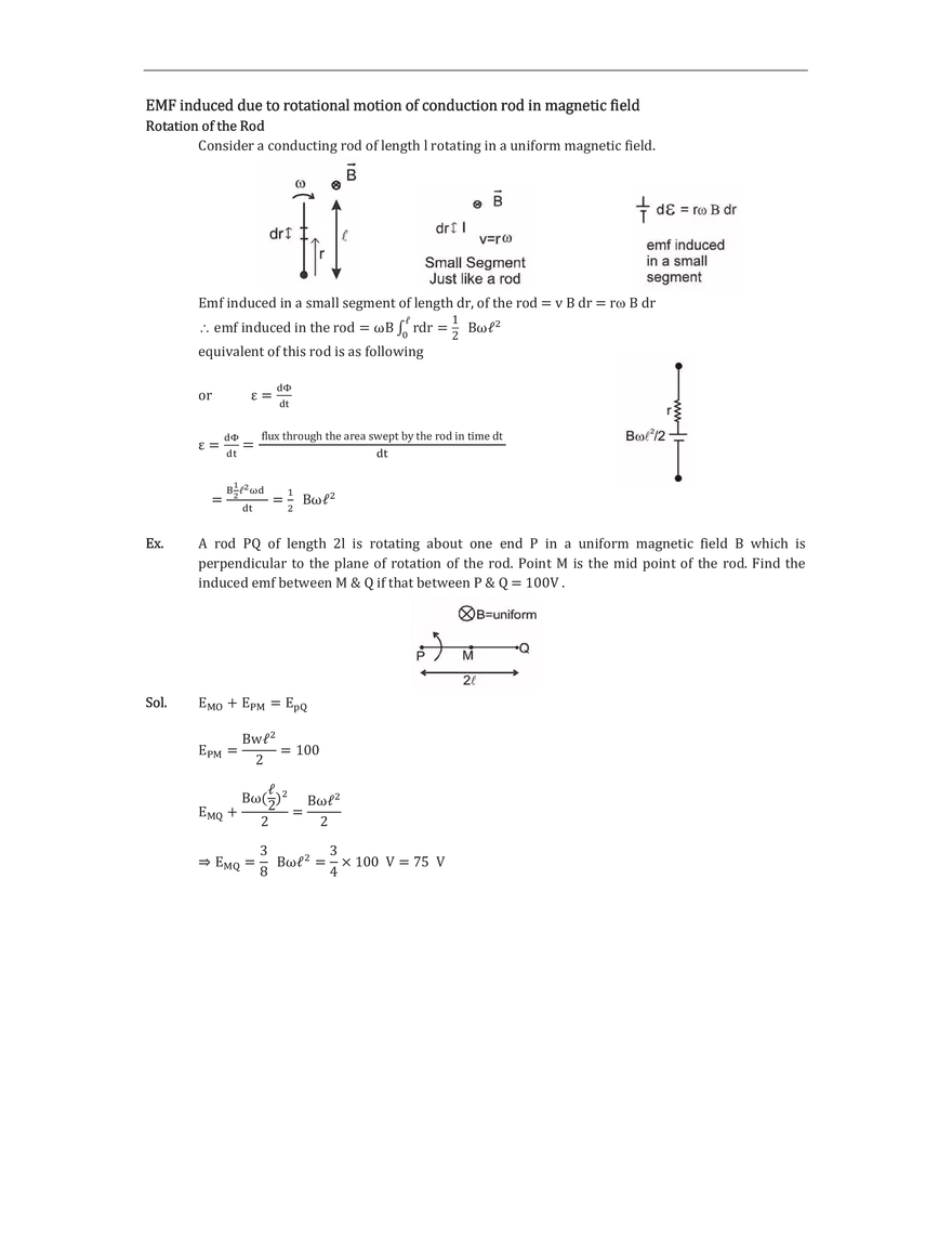 Motional EMF:- Due to Rotation of Conducting Rod E - Page 3