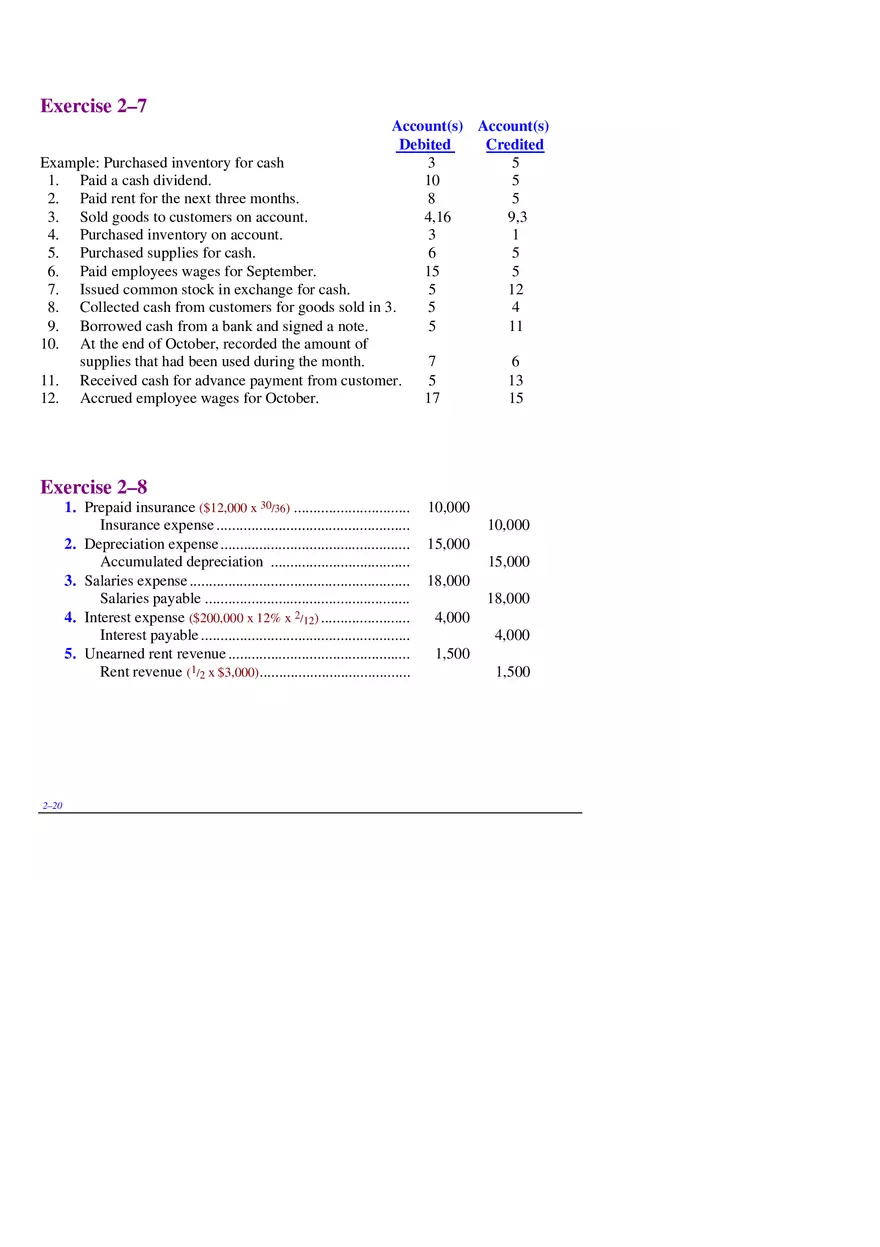 Chapter 2 Review of the Accounting Process Exercises 2–7, 2–8 - Page 1